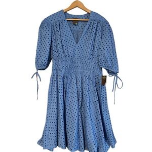 New Taylor Blue Eyelet Dress Lined Size 8 Women’s